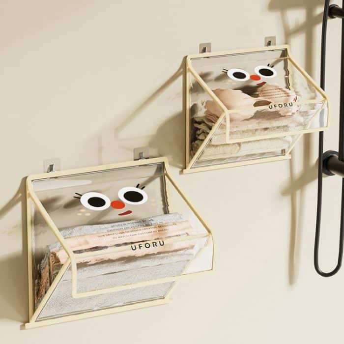 Badezimmer Hängetasche Faltbare Transparent Mit Deckel Wasserdichte Kleidung Socken Lagerung Tasche, Small Beige, Small Black, Large Beige, Large Black – Bild 2