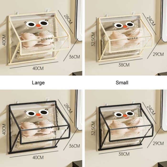 Badezimmer Hängetasche Faltbare Transparent Mit Deckel Wasserdichte Kleidung Socken Lagerung Tasche, Small Beige, Small Black, Large Beige, Large Black – Bild 3