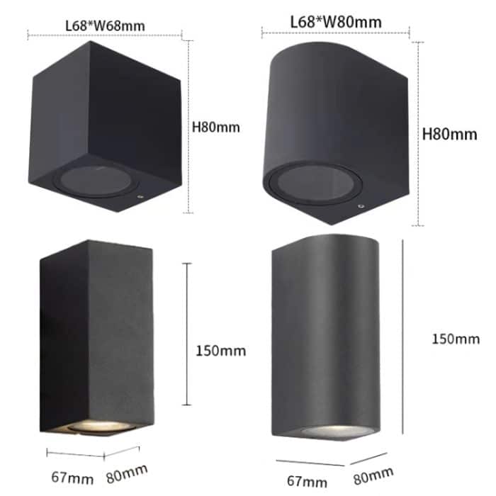 LED Outdoor Wand Lichter Wasserdichte Außen Villa Tür Terrasse Lichter Hintergrund Glow Scheinwerfer, 2-head Round With GU10 Bulb, 2-head Round Without GU10 Bulb, 2-head Square With GU10 Bulb, 2-head Square Without GU10 Bulb, 1-head Round With GU10 Bul... – Bild 4