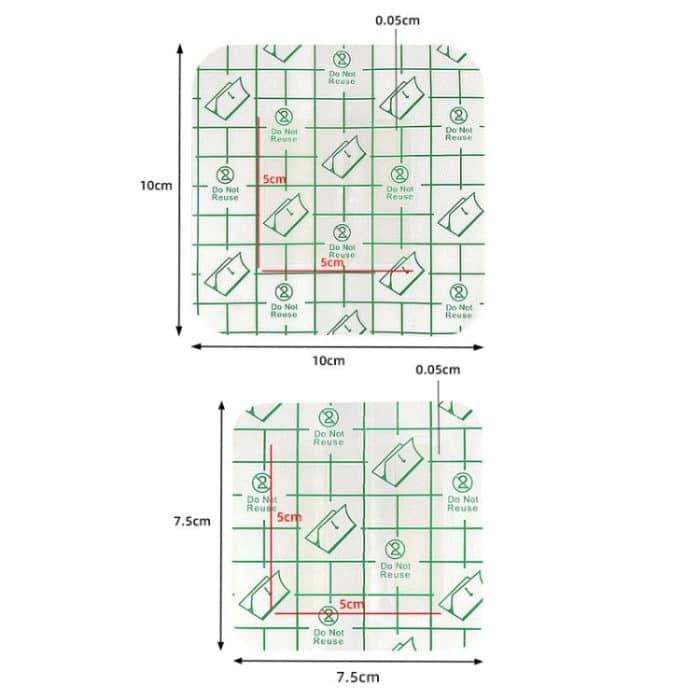 Quadratisches Hydrokolloid-Verbandband, selbstklebendes Blasenpflaster an der Ferse, 7.5x7.5cm, 10x10cm – Bild 3