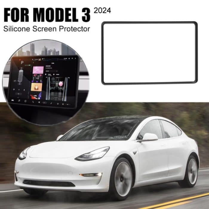Displayschutzfolie Bumper Schutzhülle Silikon Rahmen, For Tesla Model 3 2024 – Bild 3