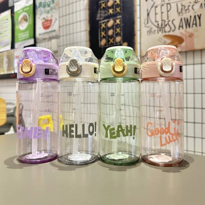 Tragbarer springender Strohhalm für Schüler, große Kapazität, sturzsichere Plastikbecher, 650ml Purple, 800ml Green, 800ml White, 800ml Purple – Bild 2