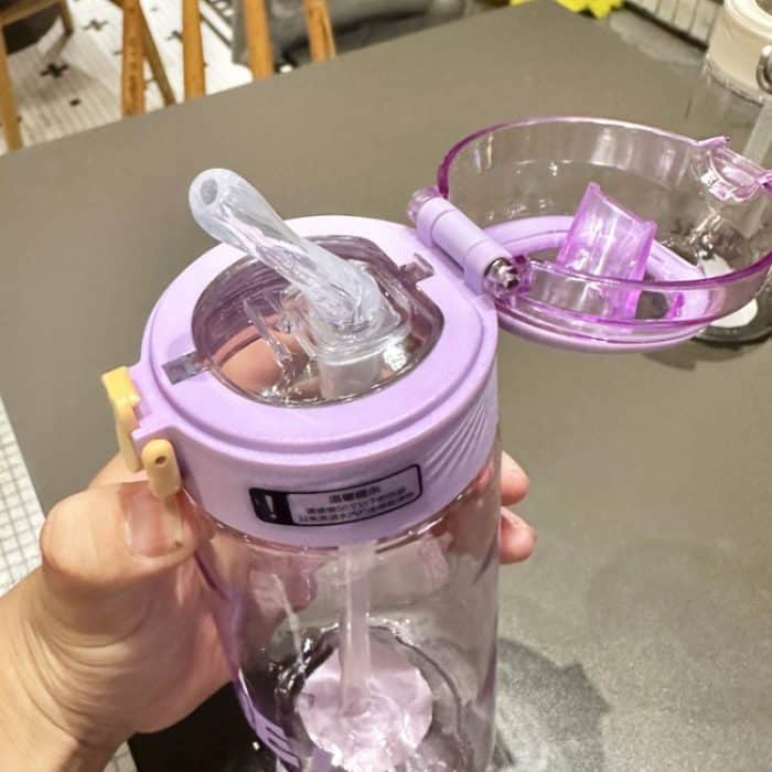 Tragbarer springender Strohhalm für Schüler, große Kapazität, sturzsichere Plastikbecher, 650ml Purple, 800ml Green, 800ml White, 800ml Purple – Bild 5
