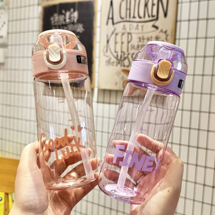 Tragbarer springender Strohhalm für Schüler, große Kapazität, sturzsichere Plastikbecher, 650ml Purple, 800ml Green, 800ml White, 800ml Purple – Bild 7