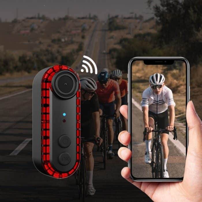 Fahrrad-Warnrücklicht, 1080P WiFi-Kamera-Recorder, wasserdichtes Fahrrad-Rücklicht zum Radfahren, Rotate Mount, Clamp Mount, Strap Mount, Rearview Mirror Mount, Saddle Tube Mount – Bild 3