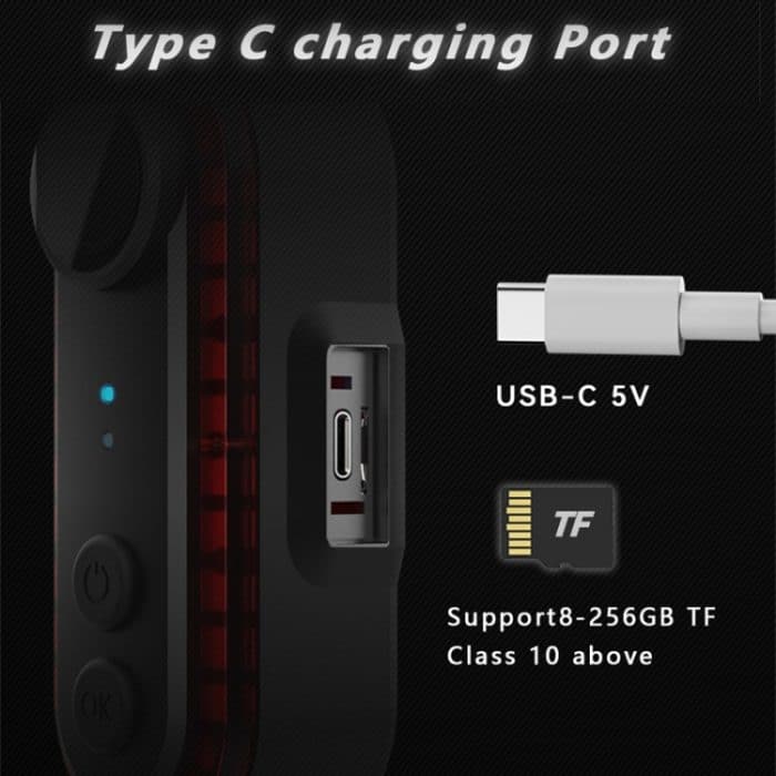 Fahrrad-Warnrücklicht, 1080P WiFi-Kamera-Recorder, wasserdichtes Fahrrad-Rücklicht zum Radfahren, Rotate Mount, Clamp Mount, Strap Mount, Rearview Mirror Mount, Saddle Tube Mount – Bild 9