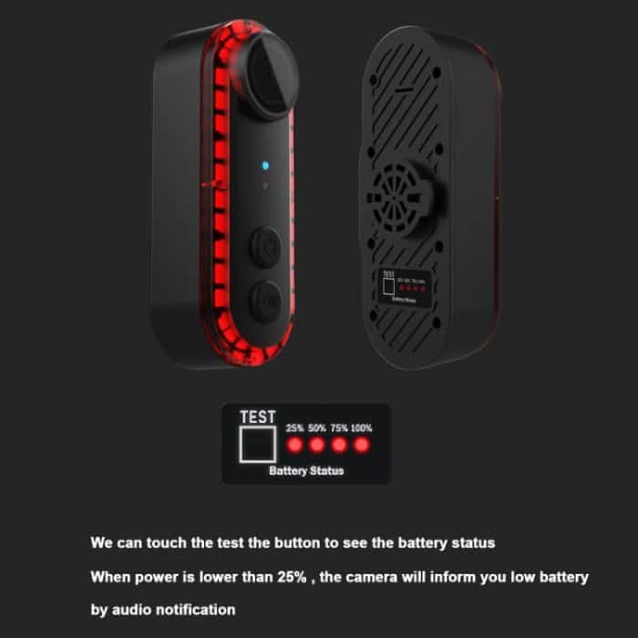 Fahrrad-Warnrücklicht, 1080P WiFi-Kamera-Recorder, wasserdichtes Fahrrad-Rücklicht zum Radfahren, Rotate Mount, Clamp Mount, Strap Mount, Rearview Mirror Mount, Saddle Tube Mount – Bild 10