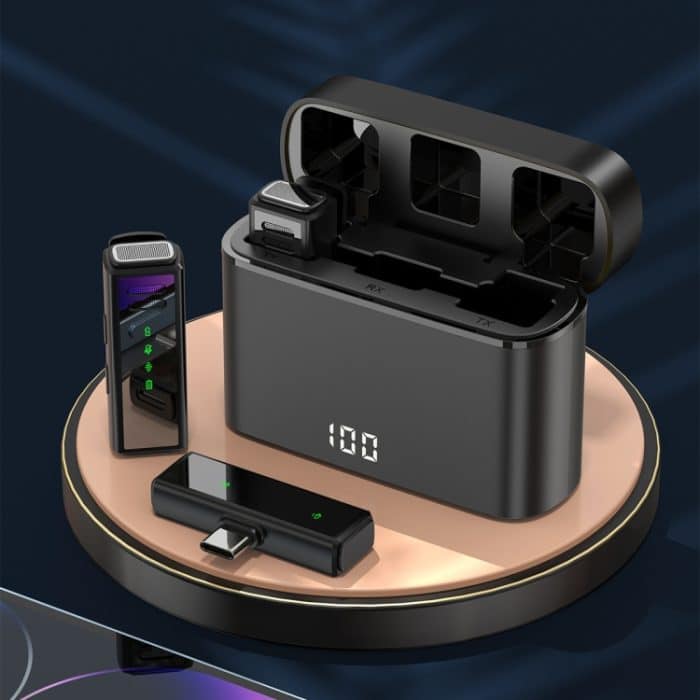 J88 Mini Intelligentes kabelloses Halsbandmikrofon mit Rauschunterdrückung, Type-C, 8 Pin, Type-C + 8 Pin Adapter – Bild 1