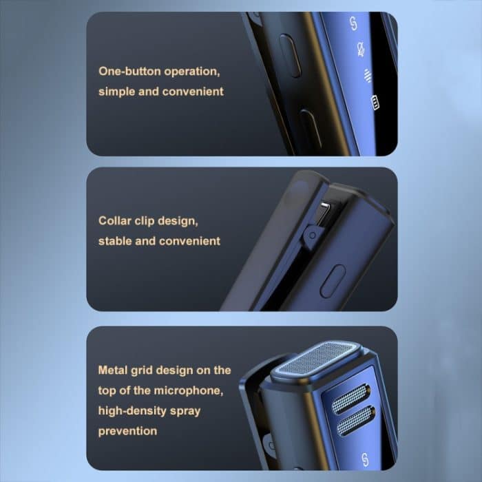 J88 Mini Intelligentes kabelloses Halsbandmikrofon mit Rauschunterdrückung, Type-C, 8 Pin, Type-C + 8 Pin Adapter – Bild 11