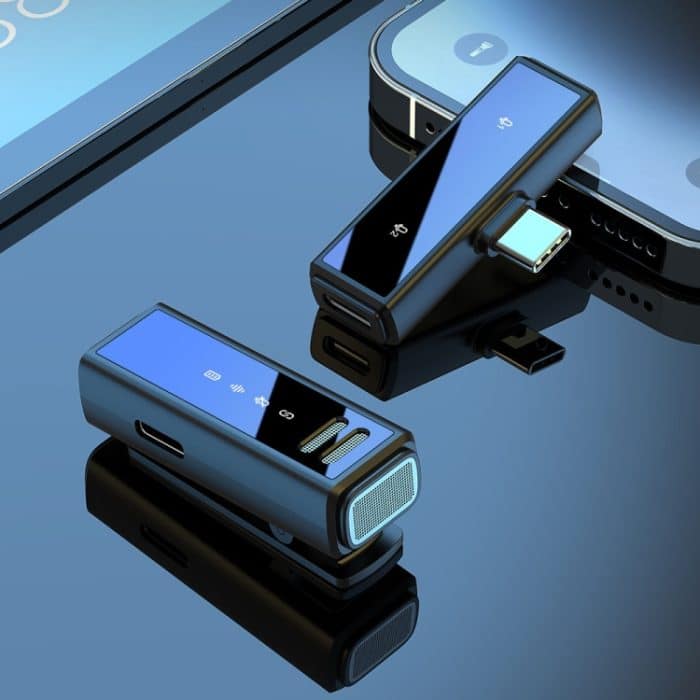 J88 Mini Intelligentes kabelloses Halsbandmikrofon mit Rauschunterdrückung, Type-C, 8 Pin, Type-C + 8 Pin Adapter – Bild 3