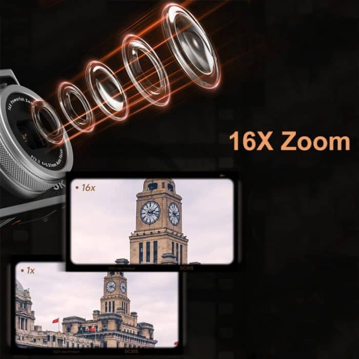 DC203 5K/30FPS 2,8-Zoll-Bildschirm 16X Front- und Rück-Dual-Kamera HD Digitalkamera – Bild 5