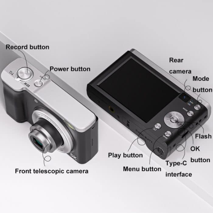 DC305X 5K/30FPS 2,8-Zoll-HD-Aufnahme 5-fach optischer Zoom Anti-Shake-Digitalkamera, Black EU Plug, Black US Plug, Black UK Plug, White EU Plug, White US Plug, White UK Plug – Bild 10