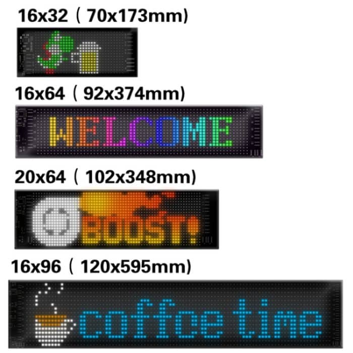Auto Flexible Display Werbung Bildschirm APP Bluetooth Smart Screen, 7x17.3cm（16 x 32 LEDs), 9.2x37.4cm（16 x 64 LEDs）, 10.2x34.8cm（20 x 64 LEDs）, 12x59.5cm（16 x 96 LEDs） – Bild 3
