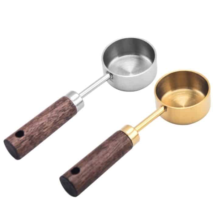 15ml Holzgriff Edelstahl Messlöffel Kaffeepulver Milchpulver Löffel, Silver, Gold – Bild 2
