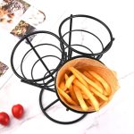 3 in 1 Kegel Französisch Fries Halter Edelstahl Chips Korb Snack Stehen – Bild 2