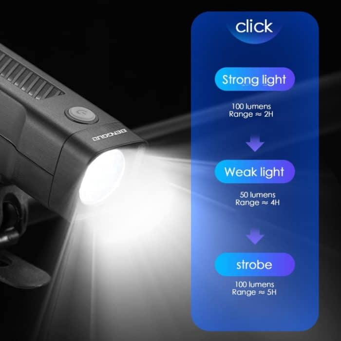 BENGGUO Fahrrad-Frontlicht, wiederaufladbare Taschenlampe, 3 Beleuchtungsmodi – Bild 3