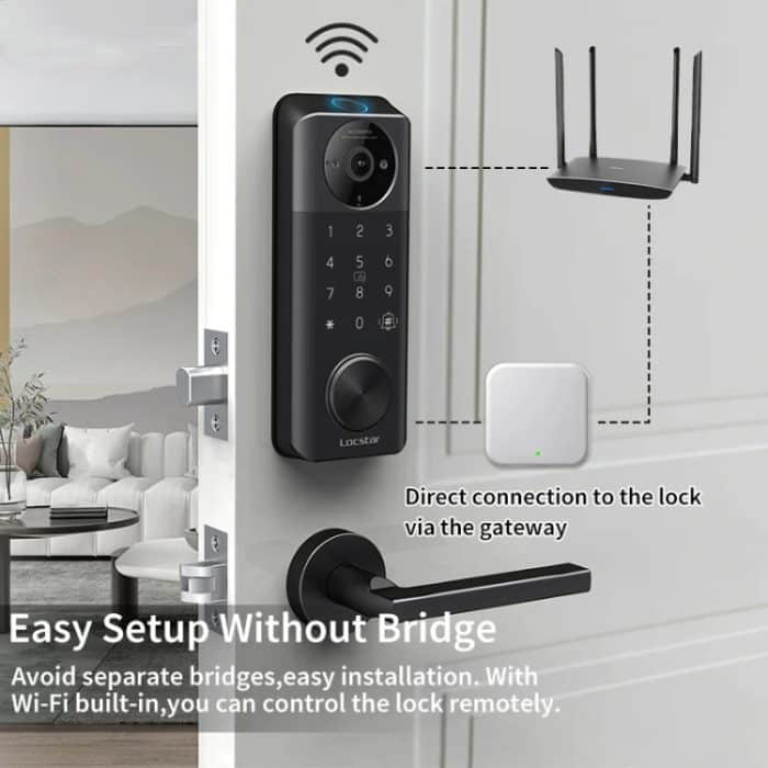 C95 Smart Fingerprint Deadbolt Lock Unterstützt Bluetooth WiFi APP, 5 Möglichkeiten Zum Entsperren, Mit Kamera Türklingel – Bild 2