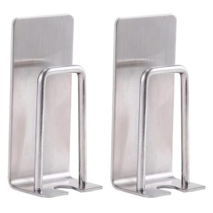 2 stücke Haushalt Edelstahl Schwamm Halter Bad No-Punch Zahnbürste Organizer, Silver, Black