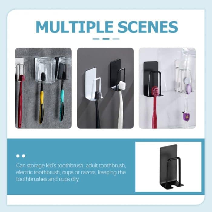 2 stücke Haushalt Edelstahl Schwamm Halter Bad No-Punch Zahnbürste Organizer, Silver, Black – Bild 5