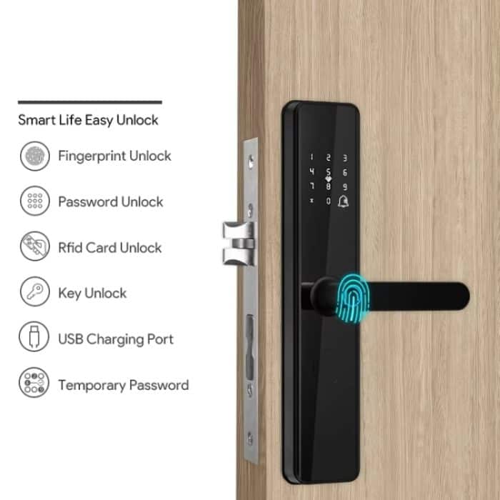 A50 Smart-Fingerprint Lock Elektronische Innen Schloss Wohnung Schloss Mit Griff – Bild 2