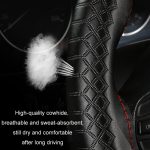 Geprägter, handgenähter Lenkradbezug aus Rindsleder für alle vier Jahreszeiten, 38cm – Bild 4