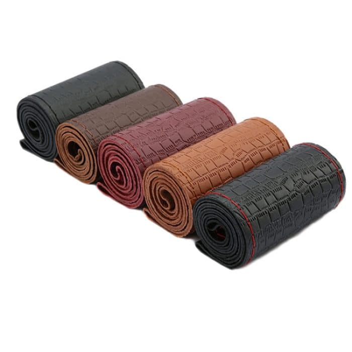 Handgenähter Lenkradbezug aus geprägtem Rindsleder für alle vier Jahreszeiten, 38cm – Bild 2