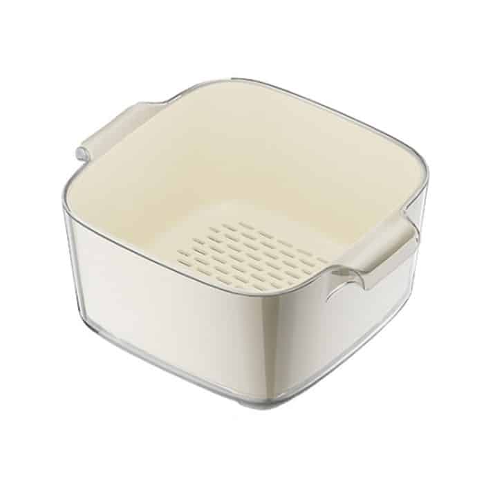 TBD0605184201.jpg Küche Doppelschicht Drainage Korb Gemüse und Obst Lagerregal, Milky White Small, Milky White Medium, Milky White Large, White Small, White Medium, White Large – Bild 1