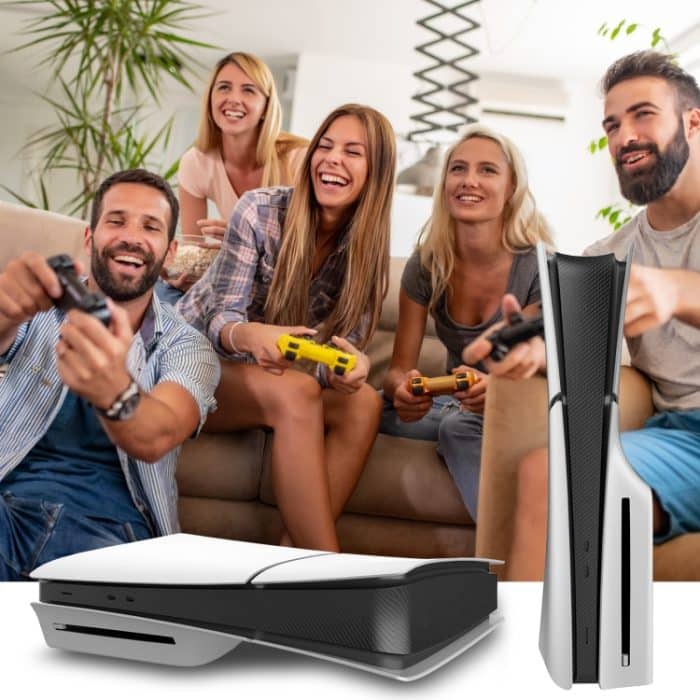 Für PS5 Slim-Konsole, mittlerer Aufkleber, kratzfest, digitale optische Laufwerkversion, universeller Aufkleber, Frosted Black, Starlight Blue, Star Pink, Carbon Fiber Black, Carbon Fiber Dark Blue – Bild 5