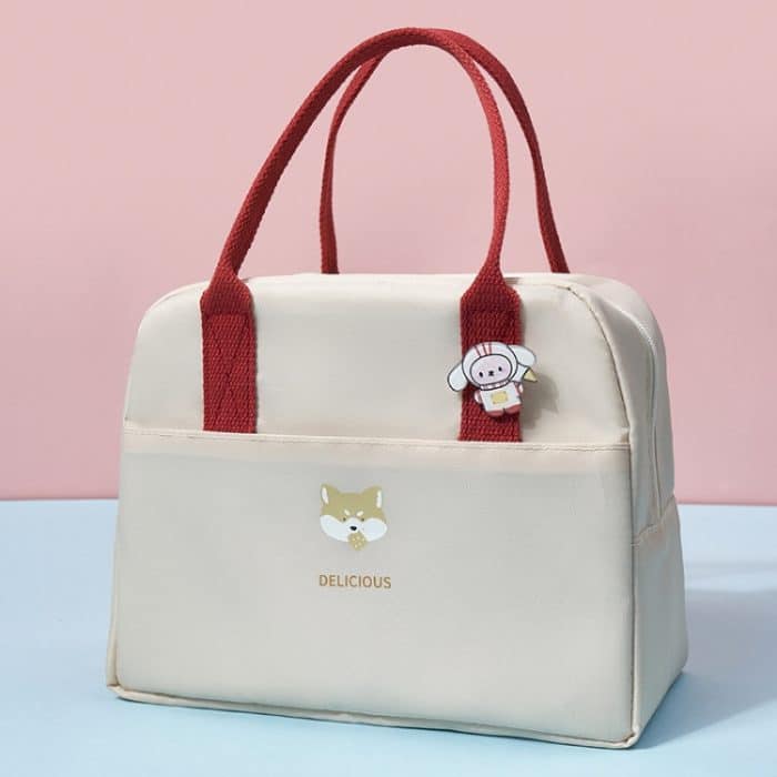 Verdickte tragbare thermische Mittagessen Tasche wasserdichte große Kapazität Bento Tasche mit Abzeichen – Bild 1