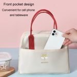 Verdickte tragbare thermische Mittagessen Tasche wasserdichte große Kapazität Bento Tasche mit Abzeichen – Bild 5