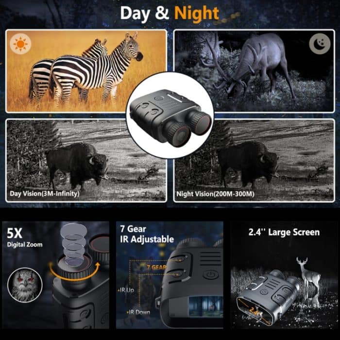 2,4-Zoll-Bildschirm 5X Zoom HD 1080P Fernglas Infrarot Nachtsichtgerät, D18 – Bild 4