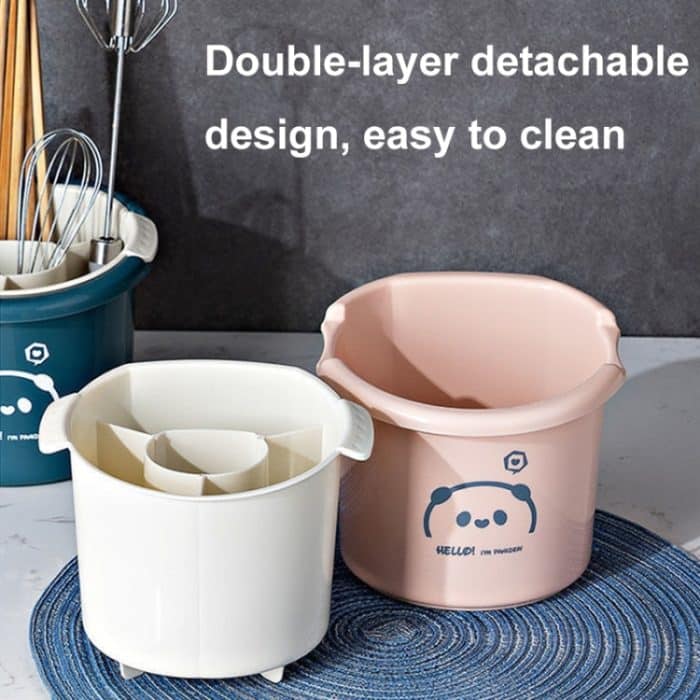 Multifunktionale Haushalts-Essstäbchen Löffel Lagerung Rack Doppel-schicht Küche Ablauf Halter, Dark Blue, Light Blue, Pink – Bild 4