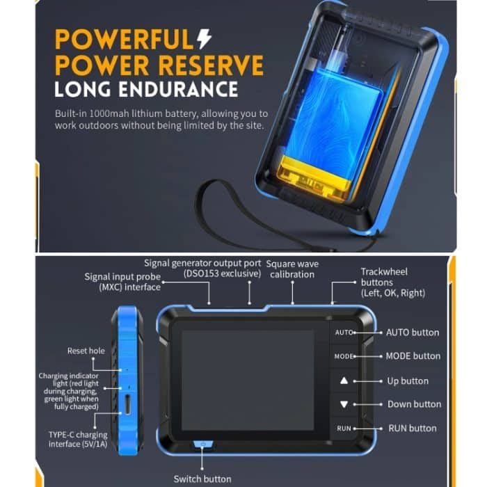 FNIRSI 2-in-1 tragbarer digitaler Mini-Oszilloskop-Signalgenerator, Standard, Upgrade – Bild 8