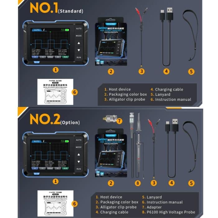 FNIRSI 2-in-1 tragbarer digitaler Mini-Oszilloskop-Signalgenerator, Standard, Upgrade – Bild 10
