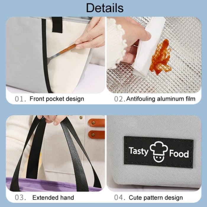 Tragbares, isoliertes Lunchpaket für den Außenbereich, Picknick-Bento-Tasche – Bild 7