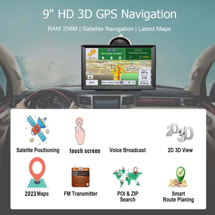 9 Zoll 8G/256M Auto GPS Navigator Mit Großbild Kapazitive Bluetooth Karte, United States, Canada, Mexico Map, Europe Map, United Kingdom Map, Germany Map, Russia + Ukraine + Belarus Map, Australia Map, South America Map, Middle East Map... – Bild 6