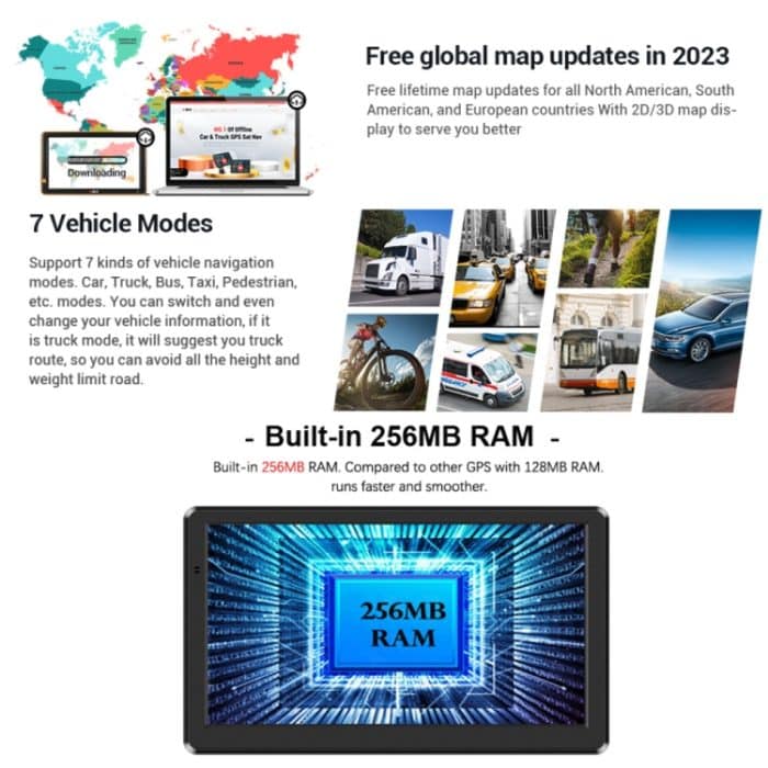 9 Zoll 8G/256M Auto GPS Navigator Mit Großbild Kapazitive Bluetooth Karte, United States, Canada, Mexico Map, Europe Map, United Kingdom Map, Germany Map, Russia + Ukraine + Belarus Map, Australia Map, South America Map, Middle East Map... – Bild 8