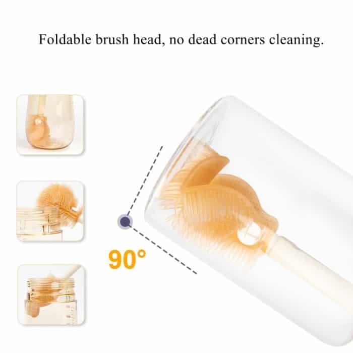 Tragbares Babyflaschenbürsten-Set aus Silikon für unterwegs – Bild 4