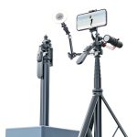 2 m Metallstativ-Selfie-Stick mit 4 Erweiterungsschnittstellen und D07-Fülllicht für die Telefonkamera