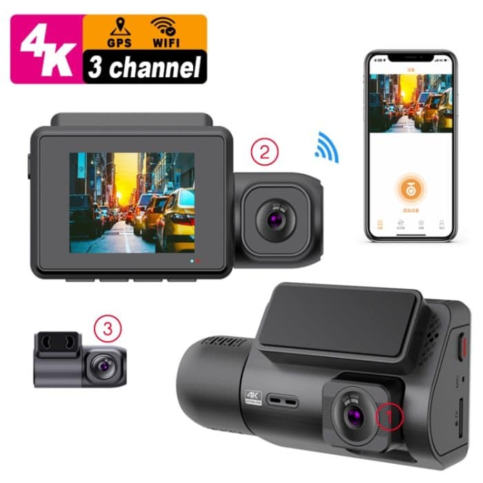 M700A 3-Kanal-Autorekorder 4K UHD vorne + 1080P innen + 2K hinten + GPS + WIFI Dashcam, M700A – Bild 2