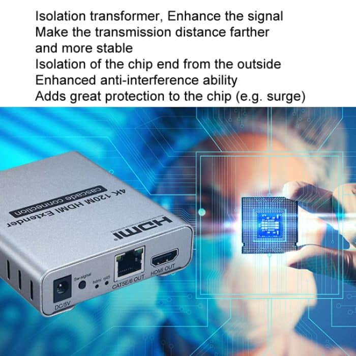 HDMI Einzelkabel 120M Sender/Empfänger Extender 4K HD Sender, US Plug, UK Plug, EU Plug – Bild 9