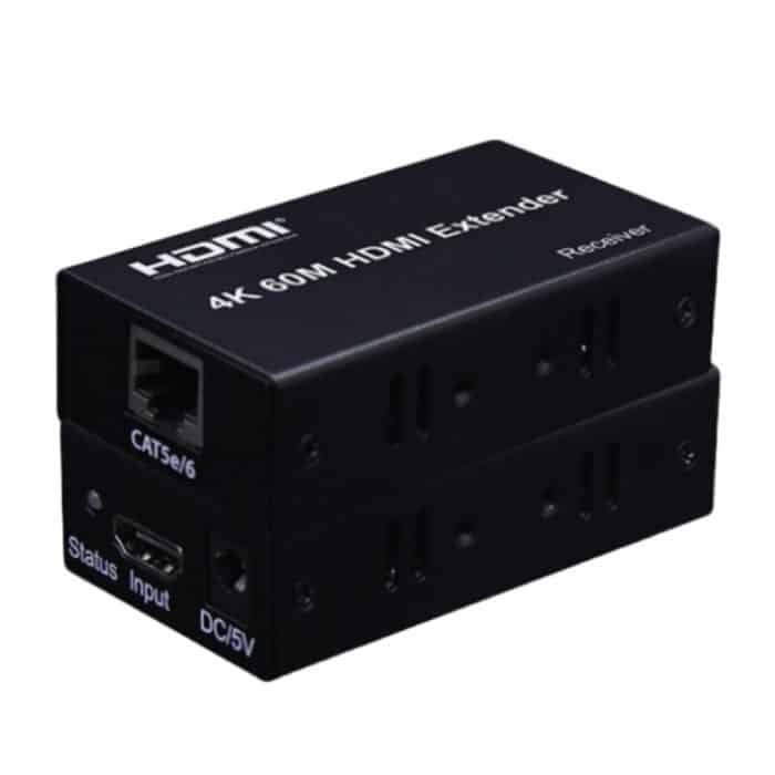 HDMI-auf-RJ45-Einzel-Ethernet-Kabel, 60 m, Extender, 4K-HD-Kabel, Signalverstärker, Sender + Empfänger, US Plug, UK Plug, EU Plug – Bild 1