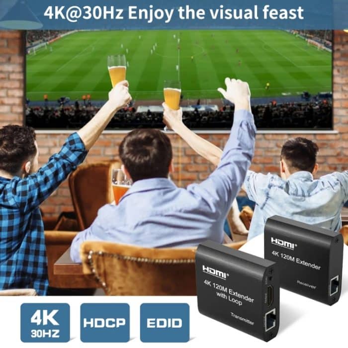 HDMI auf RJ45, 120 m, einzelnes Netzwerkkabel, 4K HD-Netzwerk-Extender, Empfänger + Sender, US Plug, UK Plug, EU Plug – Bild 9