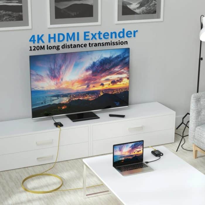 HDMI auf RJ45, 120 m, einzelnes Netzwerkkabel, 4K HD-Netzwerk-Extender, Empfänger + Sender, US Plug, UK Plug, EU Plug – Bild 10