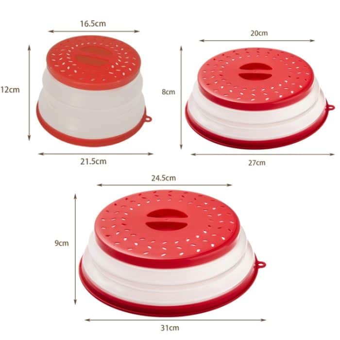 Faltbare Mikrowelle Spritzschutz für die Küche, multifunktionale Lebensmittelkonservierungsabdeckung für den Haushalt, Small White, Small Red, Small Gray, Medium White, Medium Red, Medium Gray, Large White, Large Red, Large Gray – Bild 3