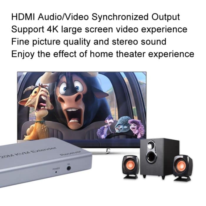 KVM 120m 4K HD Extender Computer Maus Tastatur HDMI Einzel Ethernet Kabel Sender + Empfänger, US Plug, UK Plug, EU Plug – Bild 5