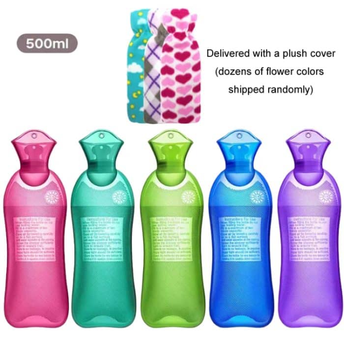 Lange Streifen Heißwasser Tasche PVC Explosion-proof Gummi Warme Wasser Tasche Mädchen Winter Bett Wärmer, 500ml Rose+Random Cover, 500ml Blue+Random Cover, 500ml Purple+Random Cover, 1000ml Blue+Grey Cover, 1000ml Rose+Pink Cover... – Bild 3