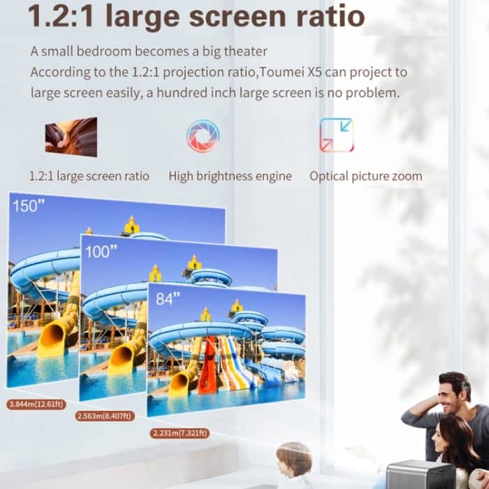 TOUMEI X5 Heimkino-DLP-Projektor HD High Bright 1080P-Projektor, US Plug, EU Plug, UK Plug – Bild 8