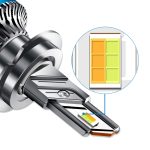 50W Dreifarbiger LED-Scheinwerfer mit Doppelkupferrohr und Aluminiumlegierung, 9005, 9006, 9012, H1, H4, H7, H11 – Bild 4