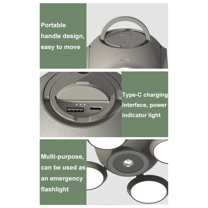 HX123 Handheld-Taschenlampe, Camping-Licht, tragbares kabelloses Atmosphärenlicht für den Außenbereich – Bild 3